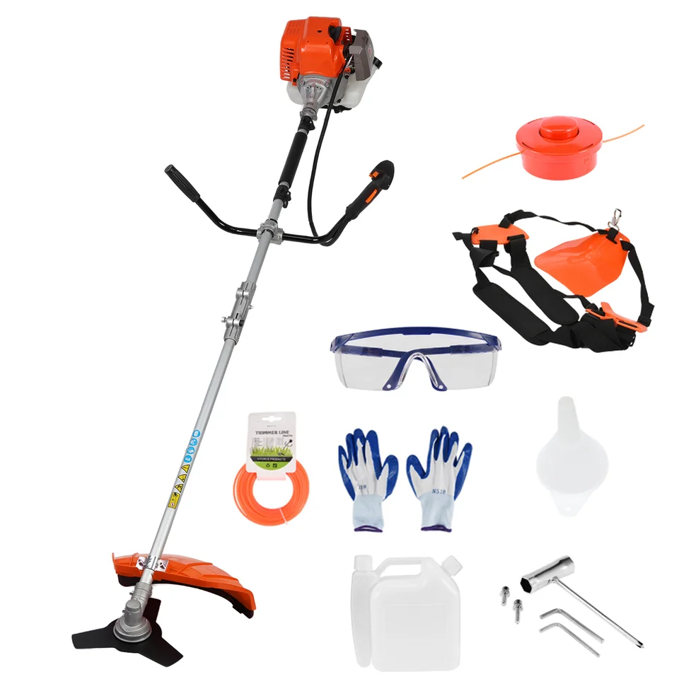 Cortasetos y desbrozadora a gas 52cc 2 en 1 con accesorios completos