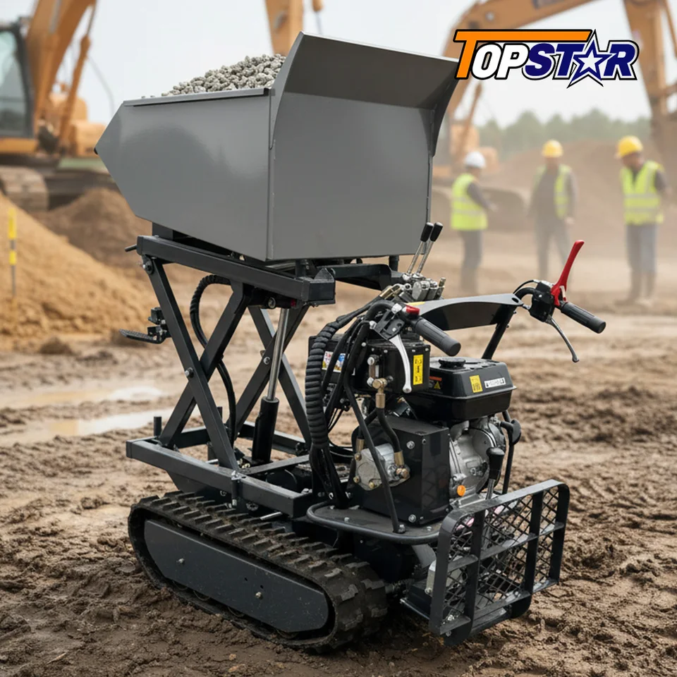 Mini Dumper 700kg trabajando en obra