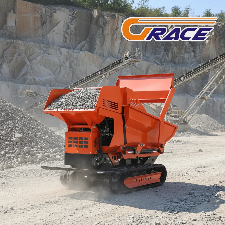 Mini Dumper oruga 600 kg trabajando en cantera