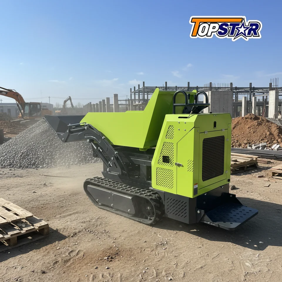 Mini dumper 700kg trabajando en obra