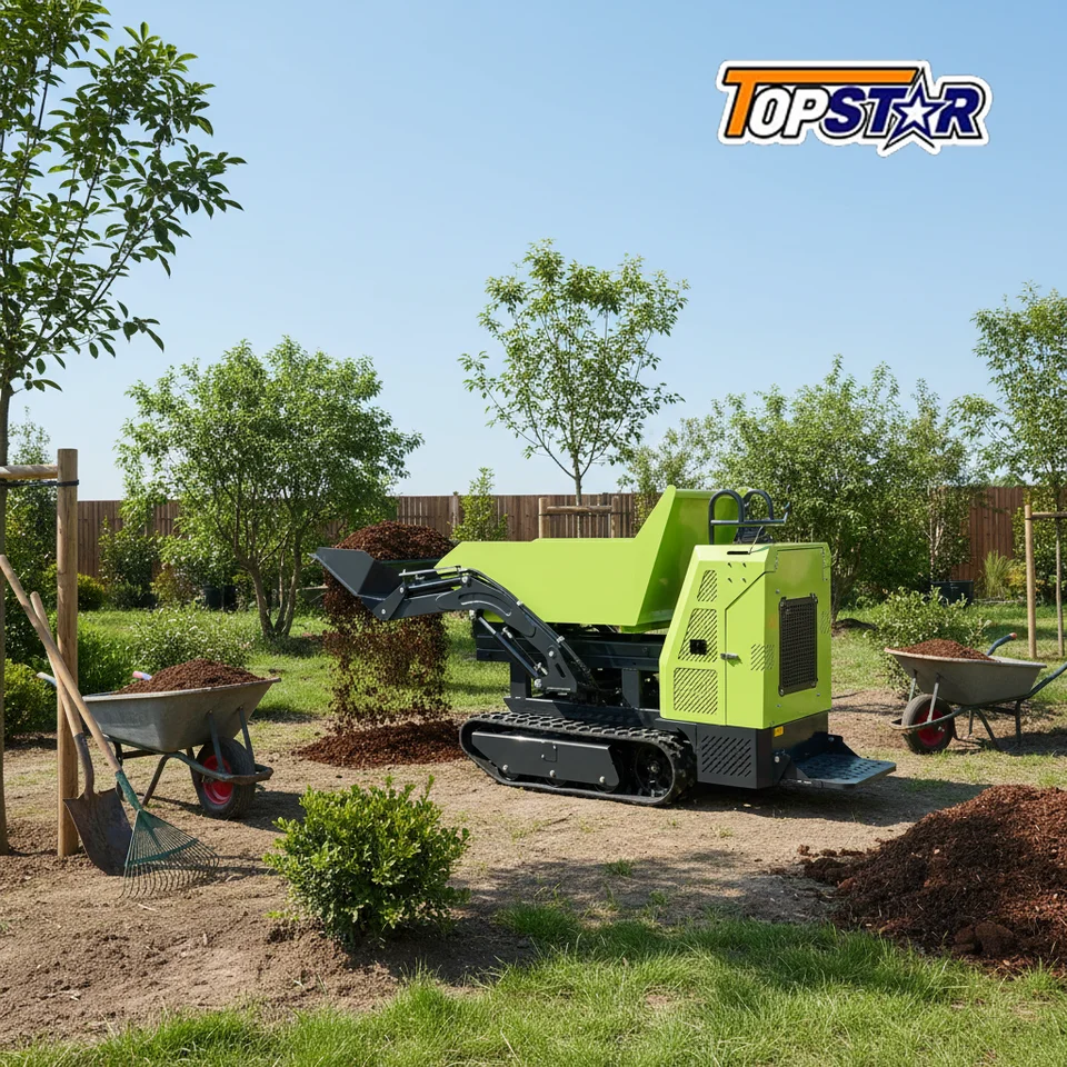 Mini dumper 700kg en entorno agrícola