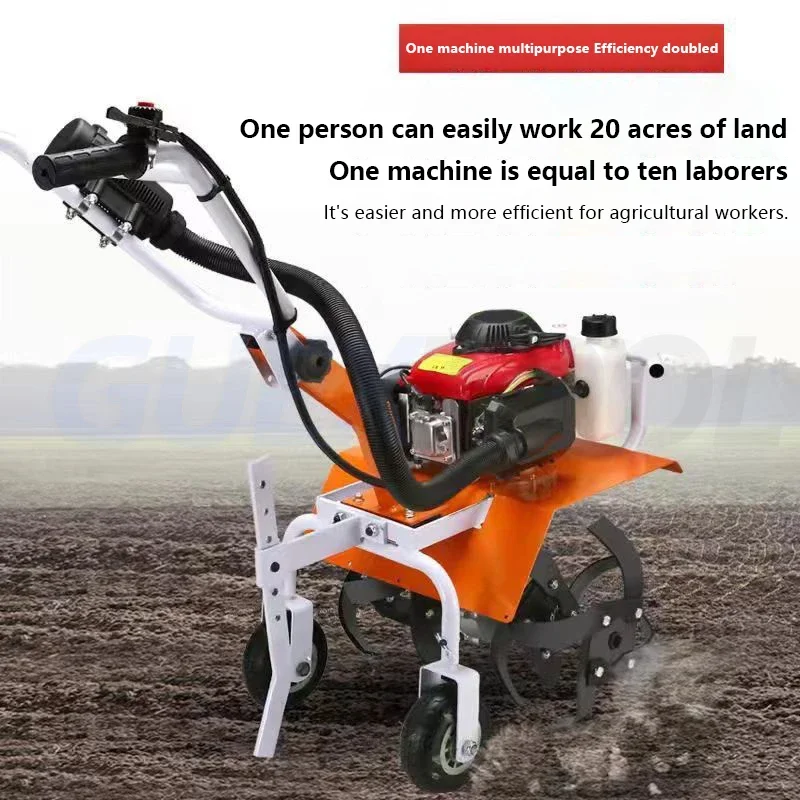 Mini Rotovator trabajando sobre terreno agrícola
