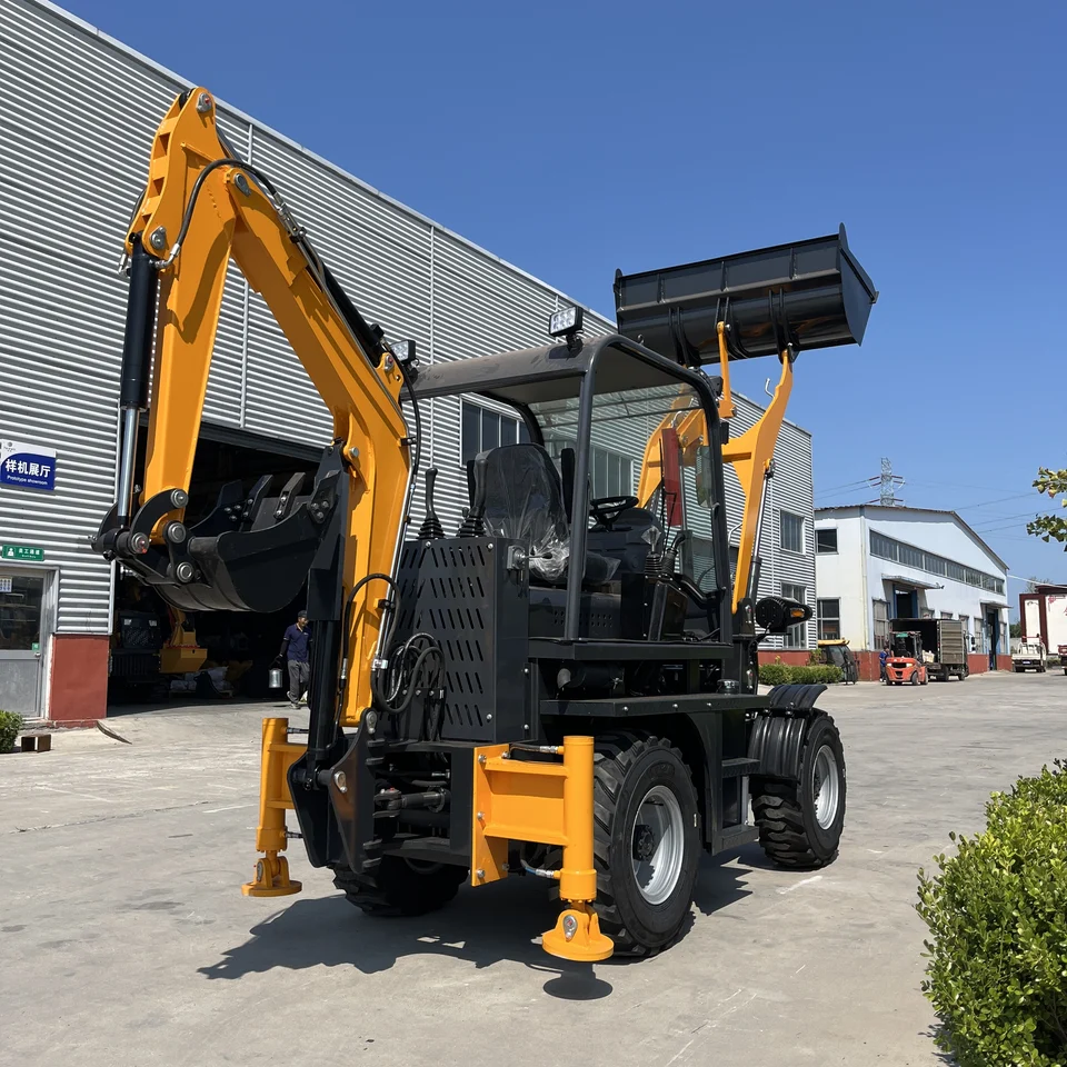 Mini excavadora 4x4 en operación agrícola