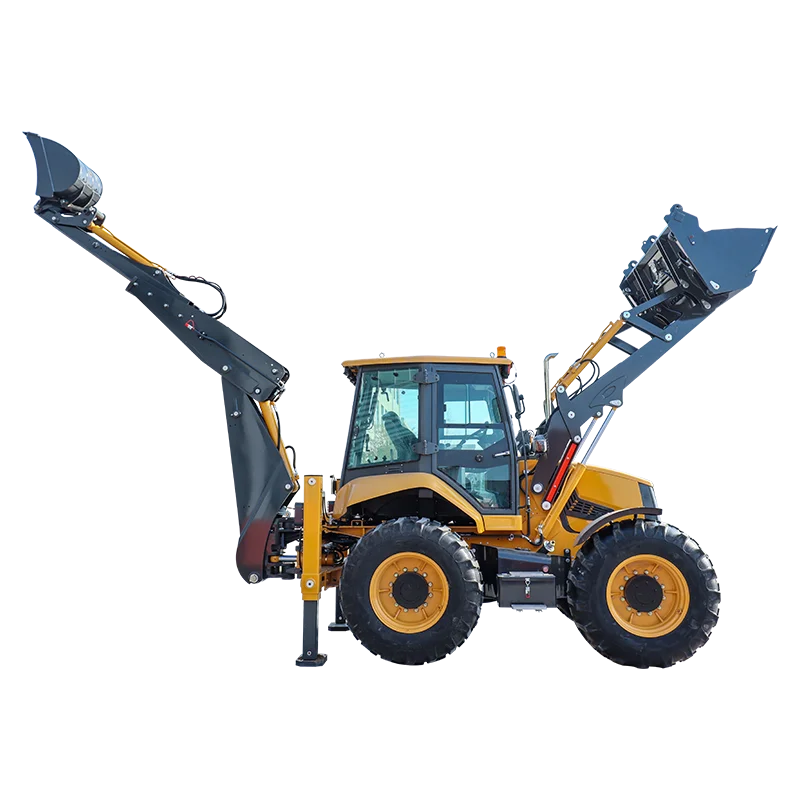 Mini tractor con brazo excavador trasero