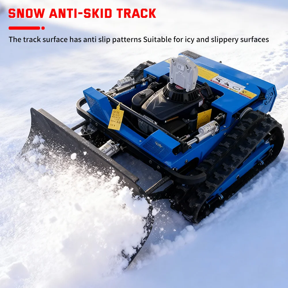 Cortacésped inteligente trabajando sobre nieve