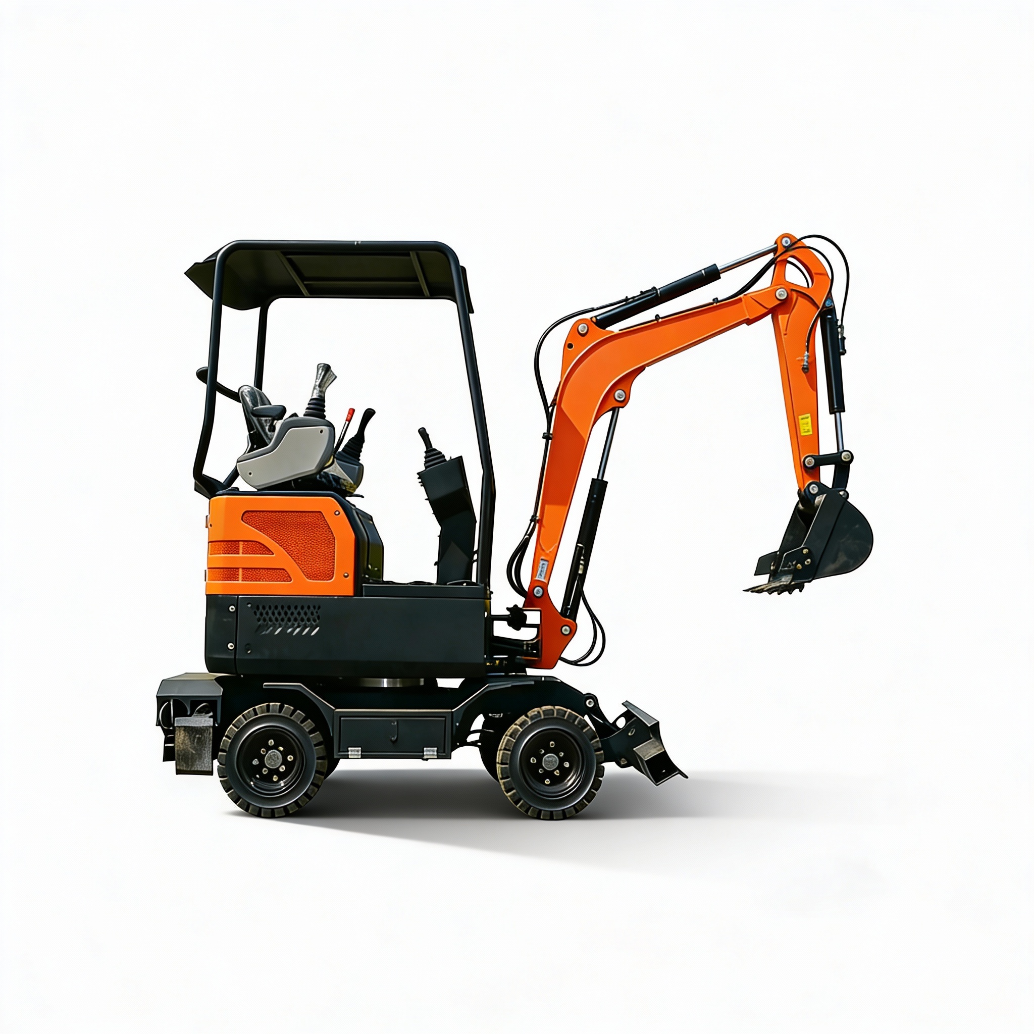Excavadora Mini de Ruedas 2.0 toneladas vista lateral